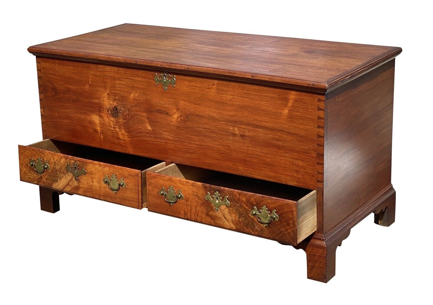 Late 18th Century Queen Anne Walnut Pennsylvania Blanket Chest With Two Drawers
