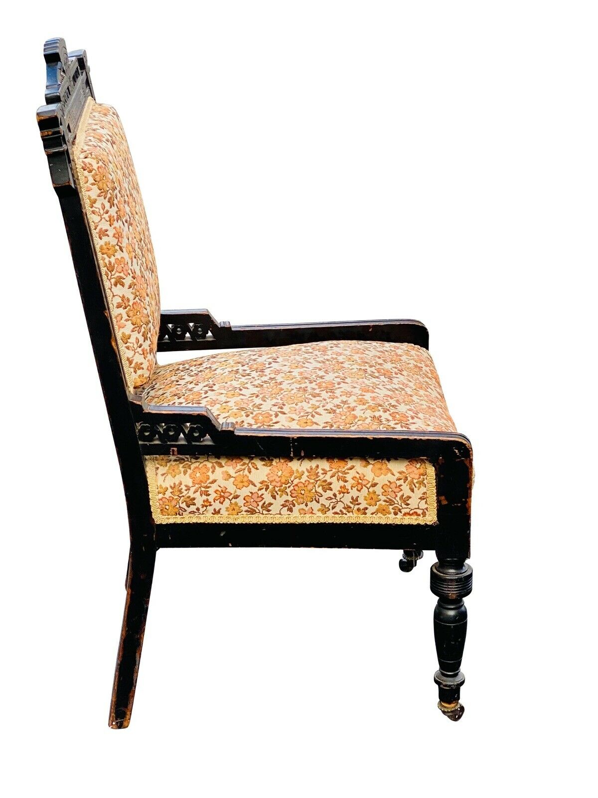 19TH C ANTIQUE EASTLAKE VICTORIAN EBONIZED PARLOR CHAIR