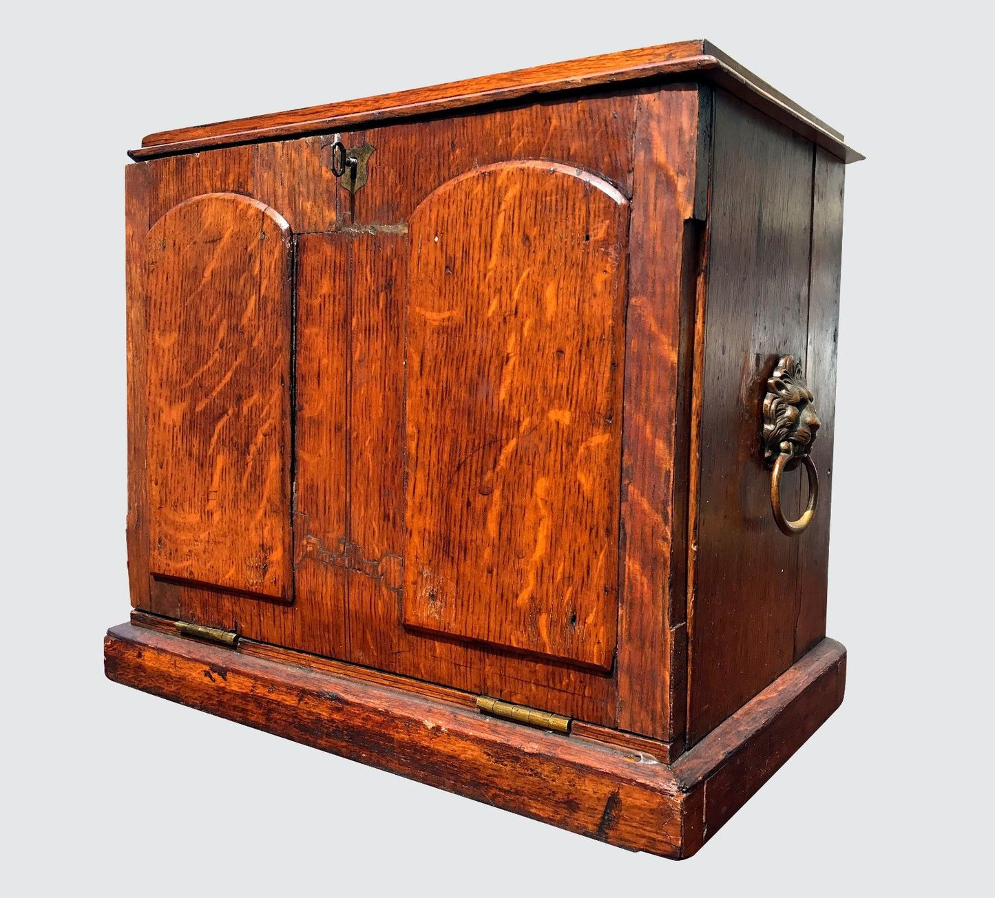 19TH C. ENGLISH TIGER OAK VICTORIAN DESK TOP LETTER / DOCUMENT BOX