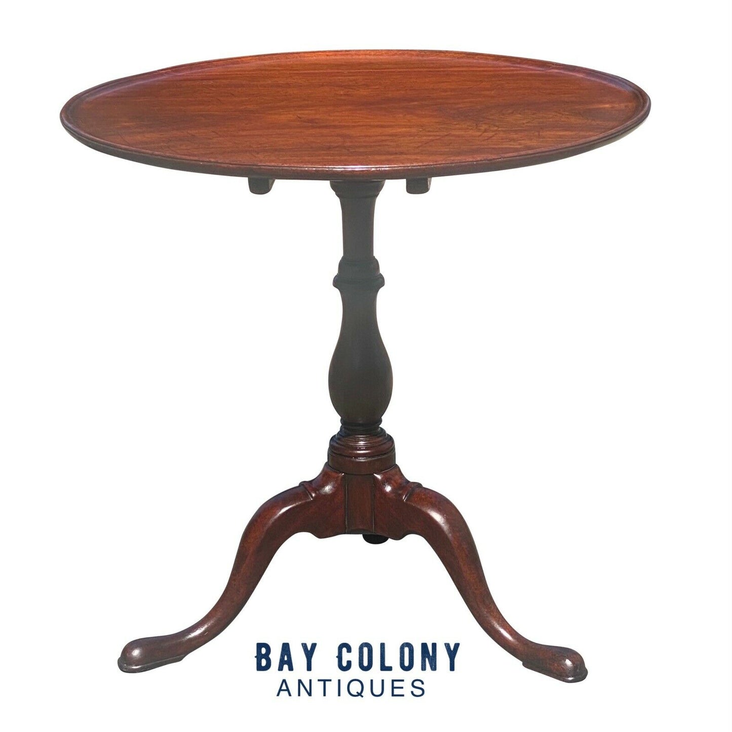 19th C Antique Queen Anne Style Mahogany Dish Top Tea Table - Philadelphia