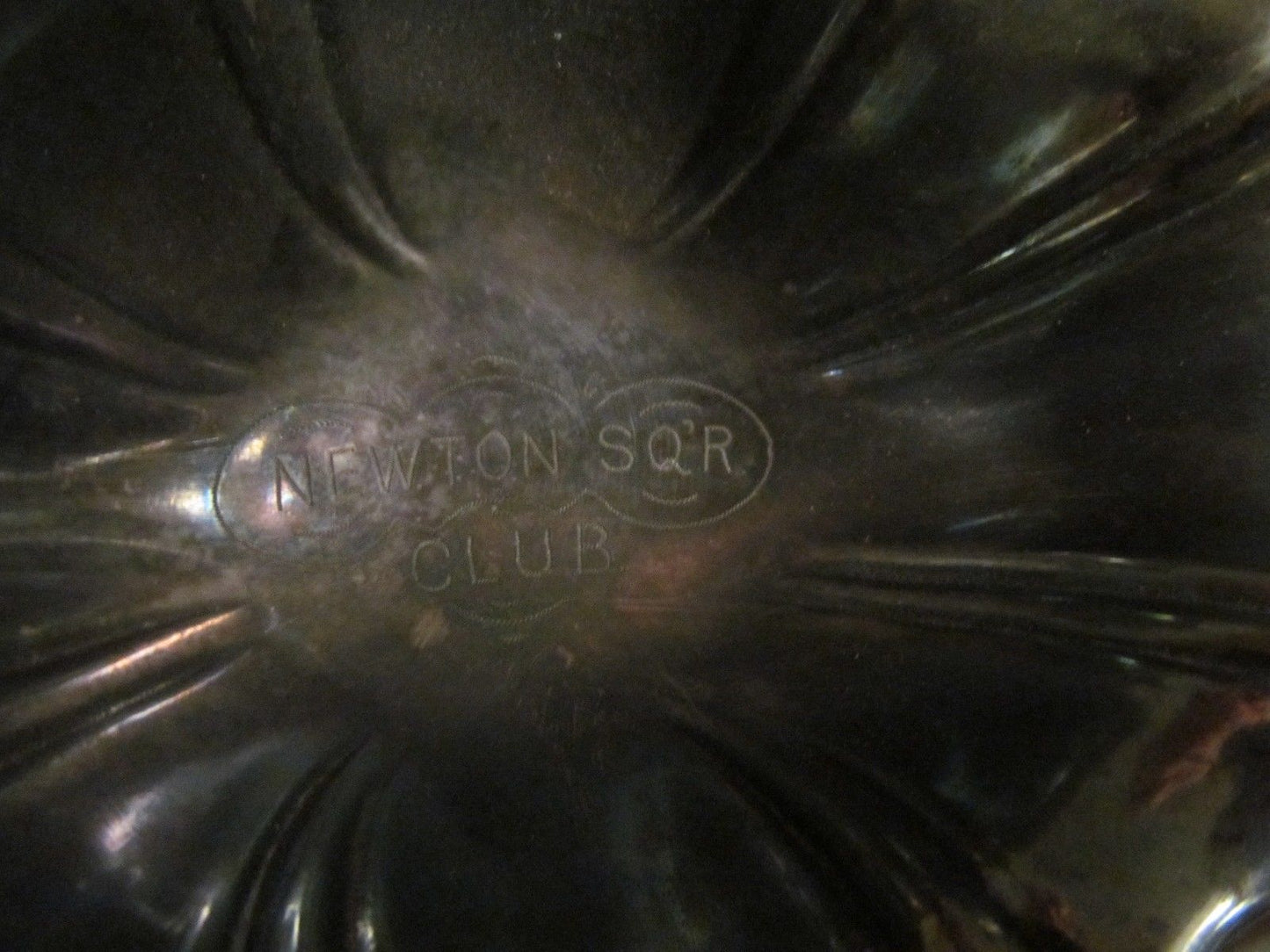 CARVED HORN HANDLE & DECORATIVE SILVER LADLE 'NEWTON SQUIRER'S CLUB