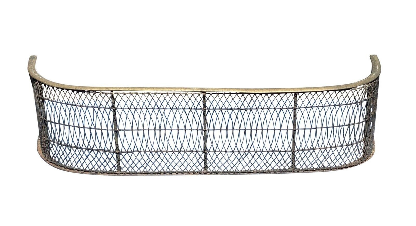 18th C Antique Federal Period Brass & Iron Fireplace Fender - 33 1/2" Wide