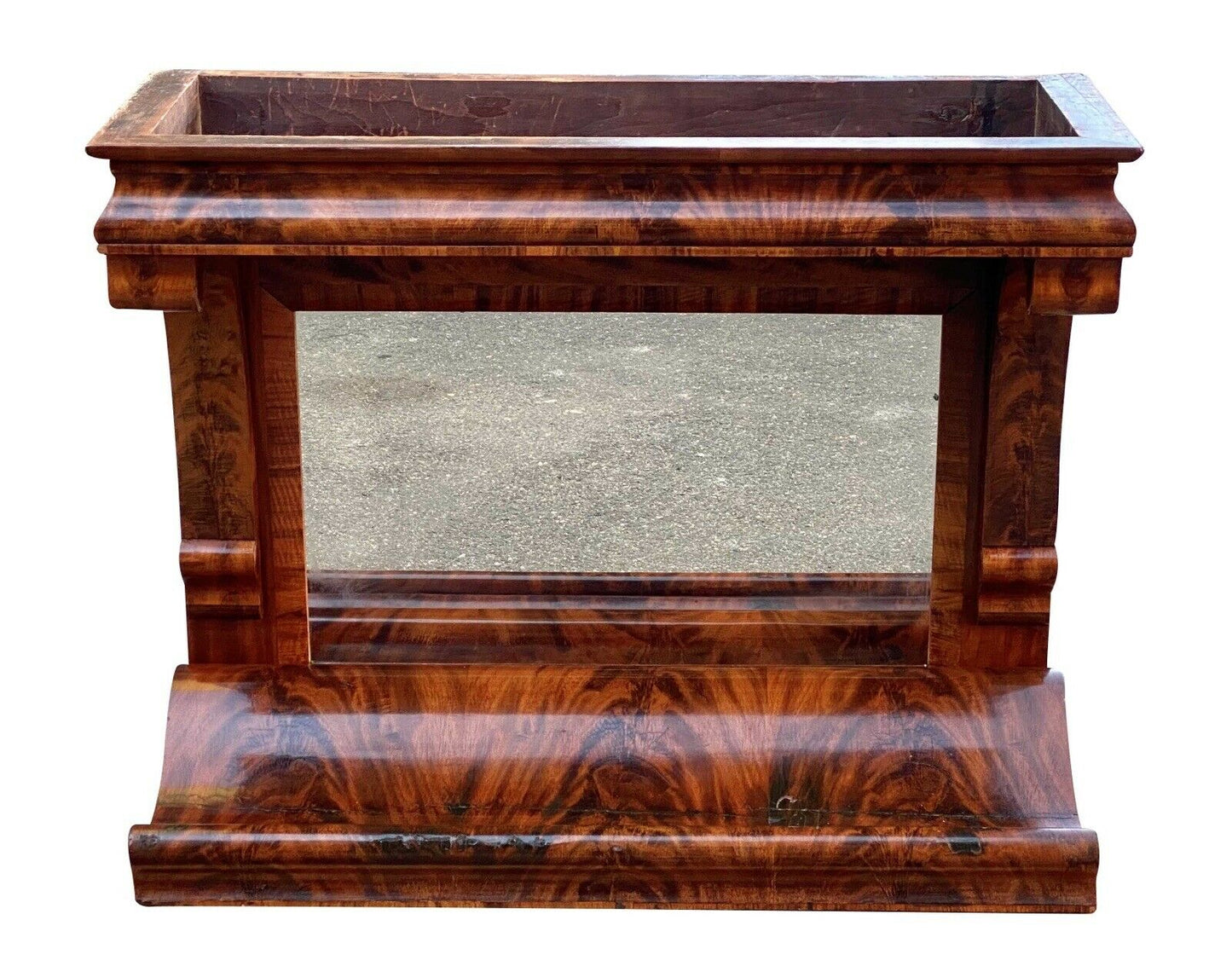 19th C Antique Classical Mahogany Console Table / Server W/ Marble Top