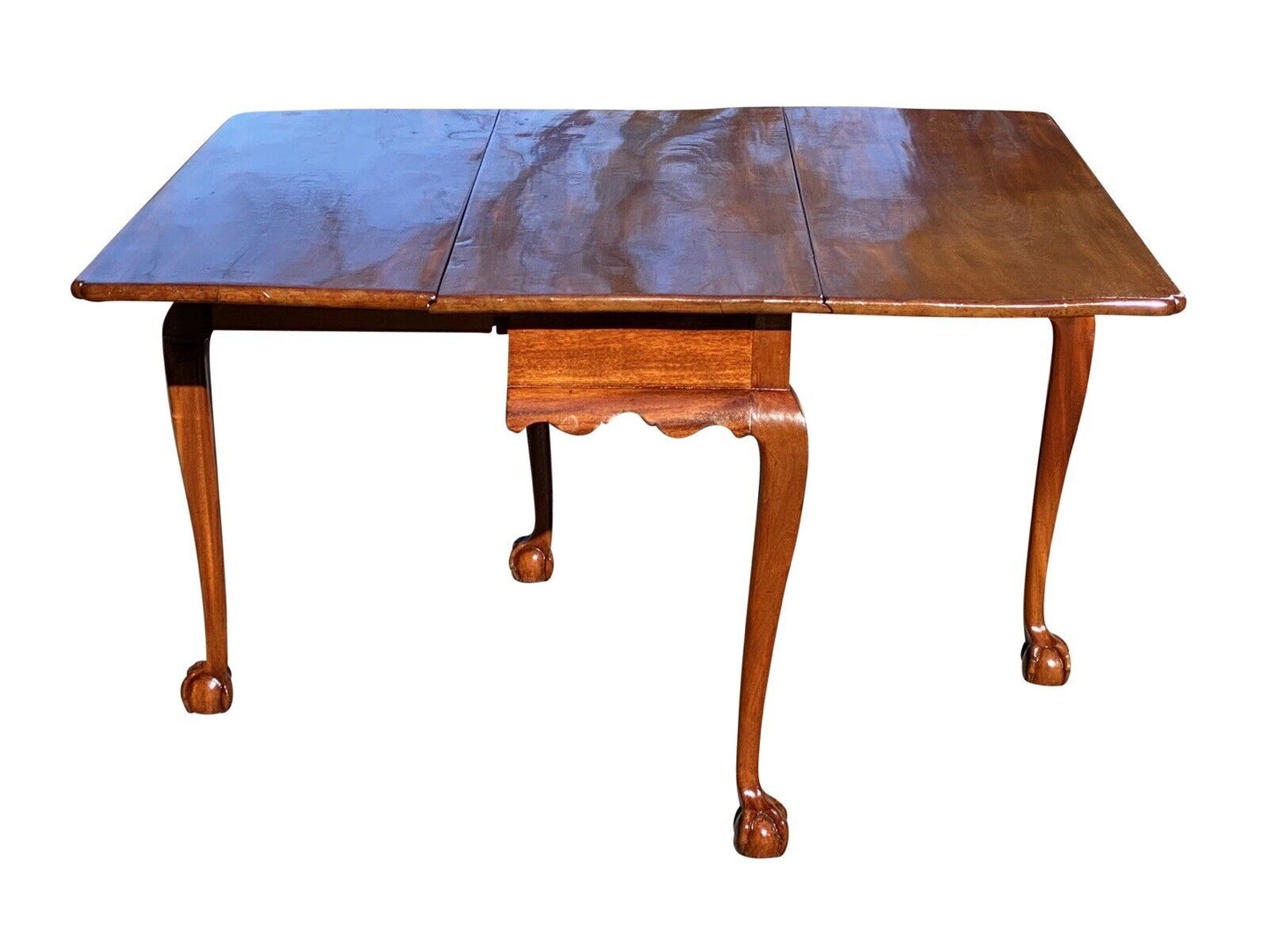 19th C Antique Centennial Chippendale Mahogany Drop Leaf Dining Table