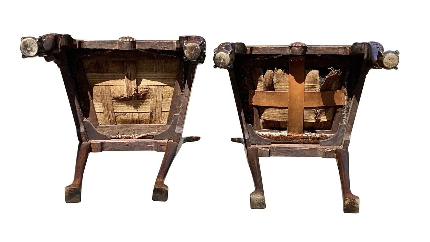 18th C Pair of Antique Irish Chippendale Chairs - Irish Phoenix W/ Ball & Claw