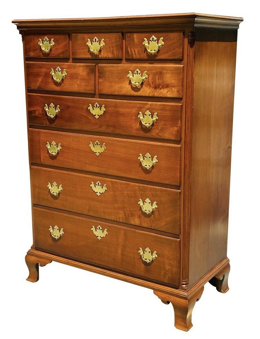 18TH C ANTIQUE CHIPPENDALE PENNSYLVANIA WALNUT TALL CHEST / DRESSER ~ YORK PA