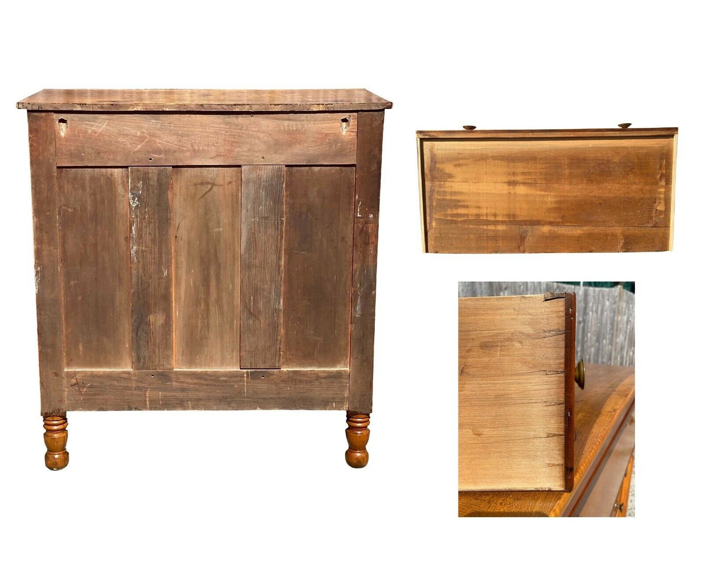 19th C Antique Pennsylvania Federal Cherry & Tiger Maple Butlers Desk / Chest