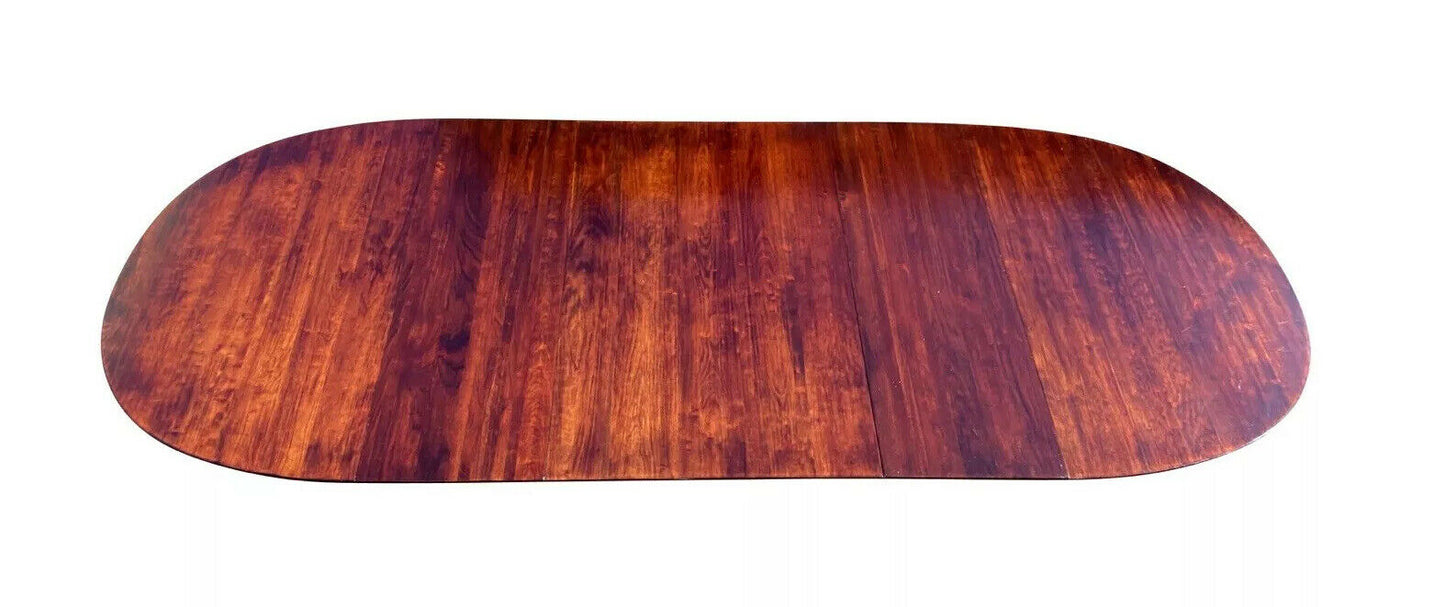 20TH C QUEEN ANNE ANTIQUE STYLE CHERRY TRIPLE PEDESTAL DINING / BANQUET TABLE