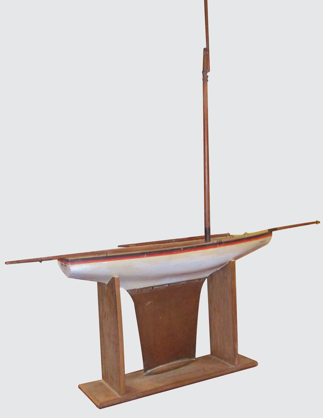 MONUMENTAL 53" ANTIQUE POND BOAT WITH COPPER KEEL & CRADLE