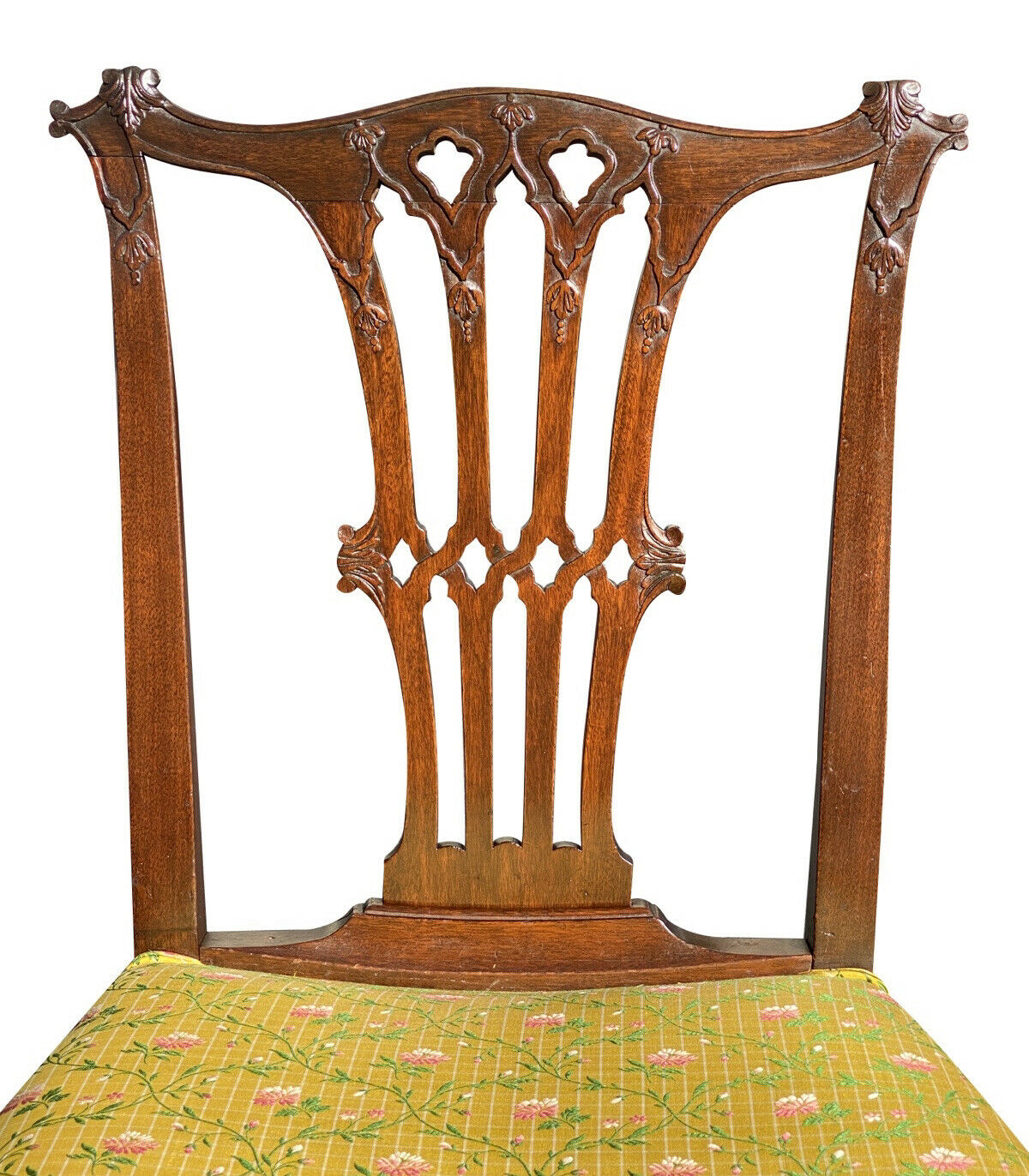 18TH C ANTIQUE MAHOGANY CHIPPENDALE CARVED SIDE CHAIR W/ PIERCED SPLAT