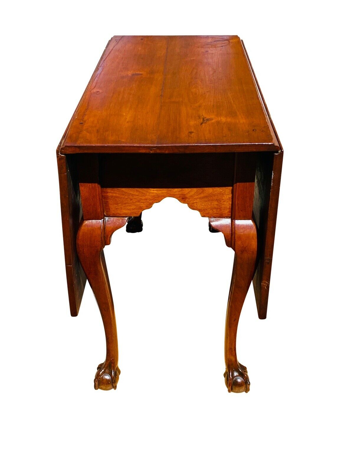 18TH C ANTIQUE PHILADELPHIA CHIPPENDALE WALNUT DROP LEAF DINING TABLE