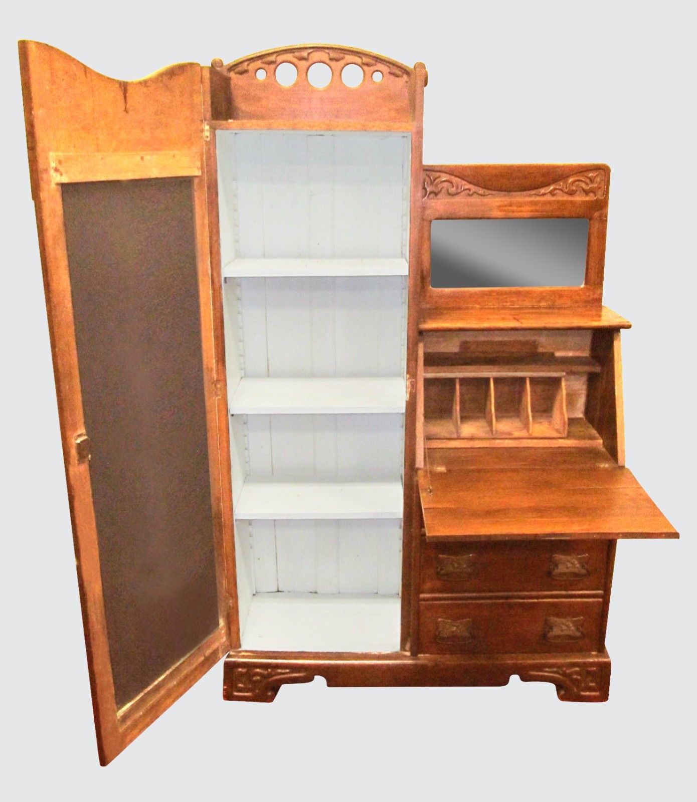 VICTORIAN 19TH CENTURY OAK SIDE BY SIDE DESK WITH BRASS HARDWARE