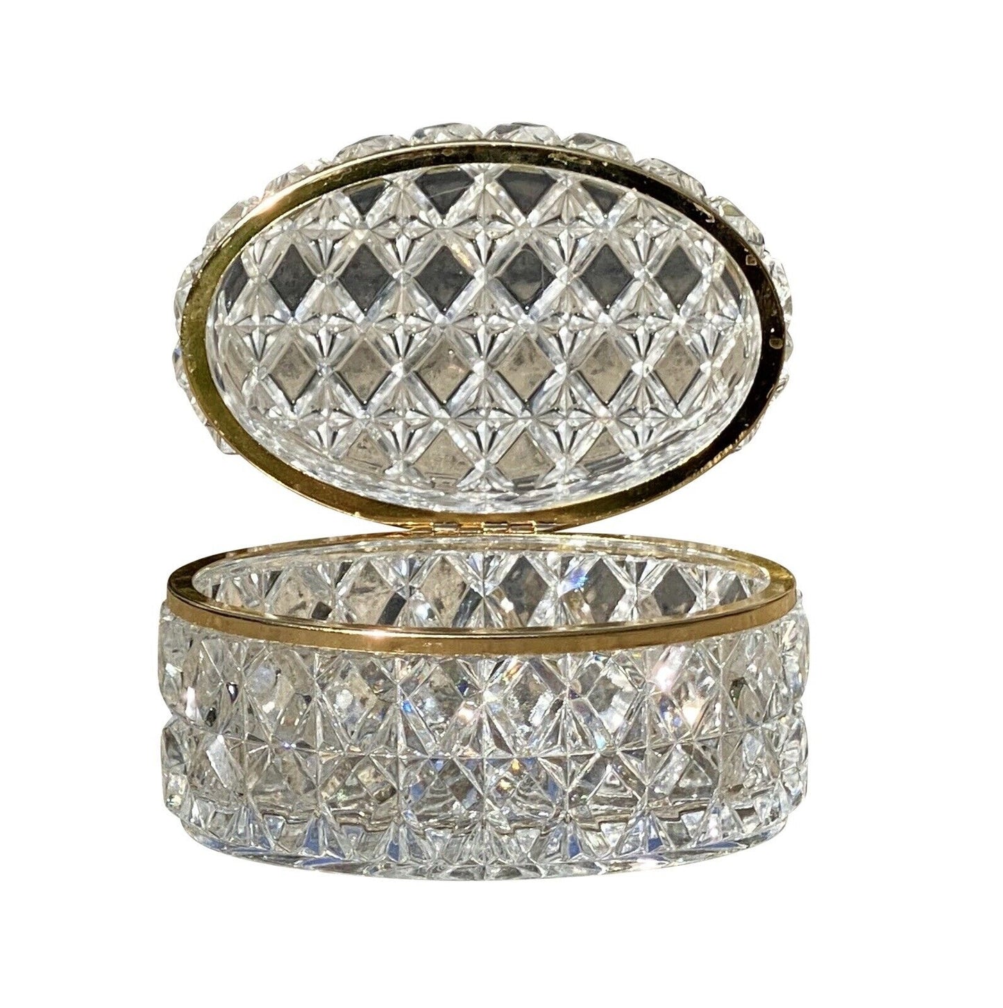 19th C Antique French Faceted Cut Crystal Jewelry Box