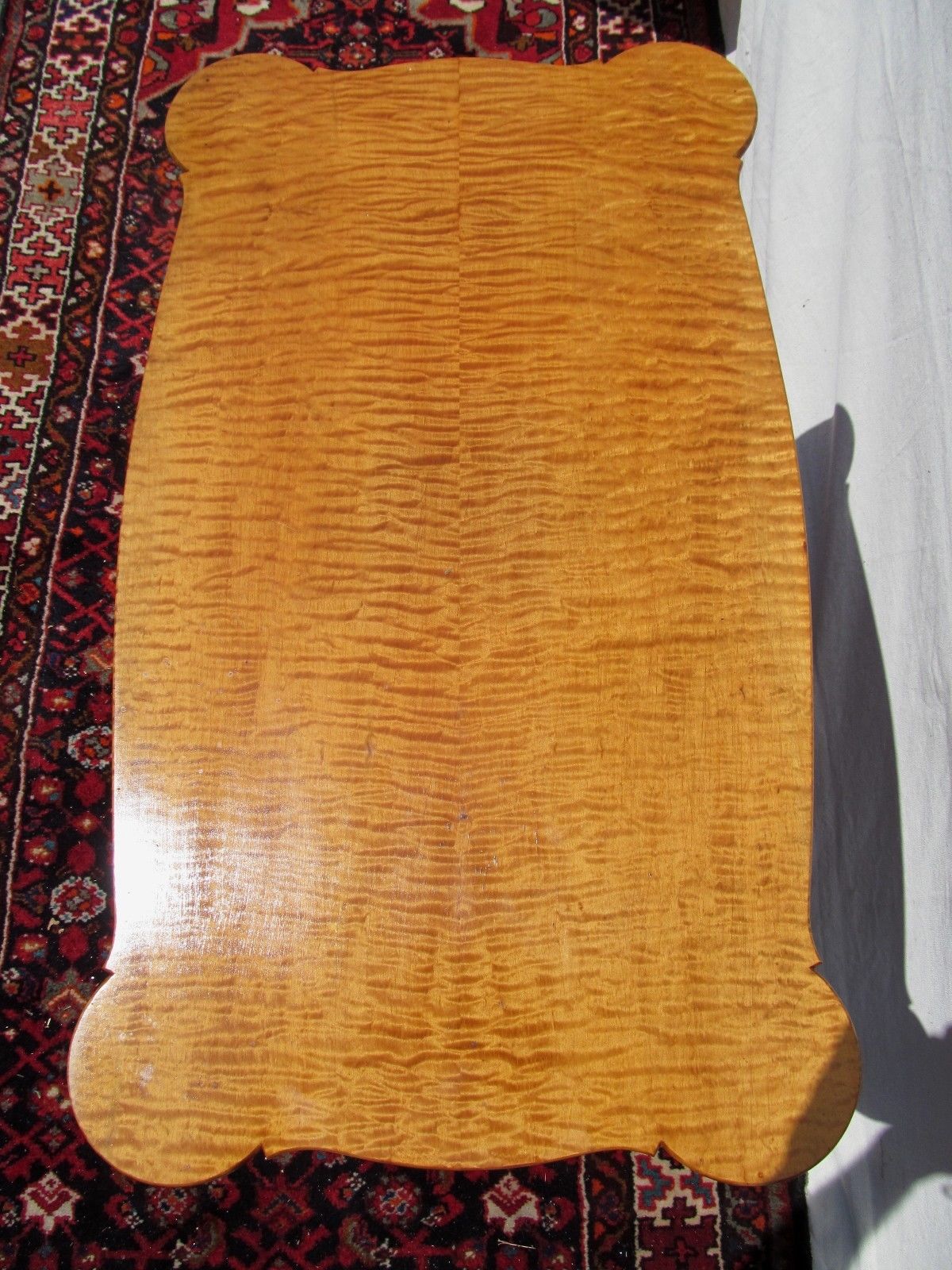 ULTRA HIGH QUALITY SOLID TIGER MAPLE QUEEN ANNE STYLED TEA TABLE ON PAD FEET