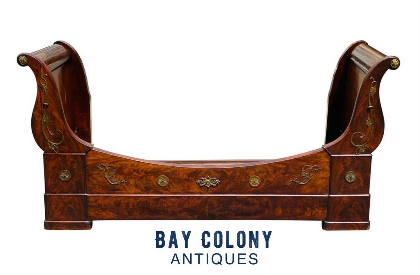 19th C Antique French Empire / Classical Period Mahogany Day Bed / Sofa