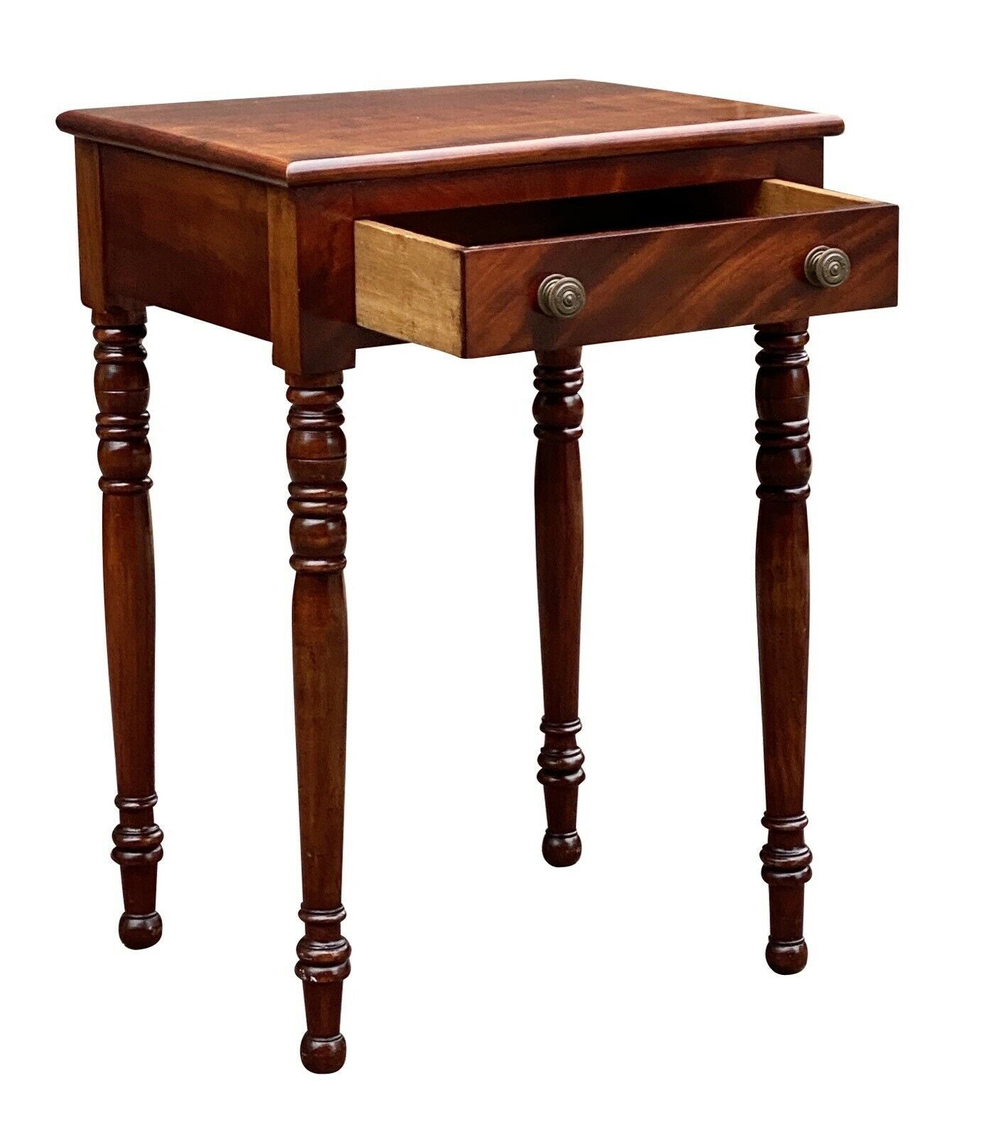 19th C Antique Cherry Sheraton Work Table / Nightstand ~ Isaac Wright Hartford