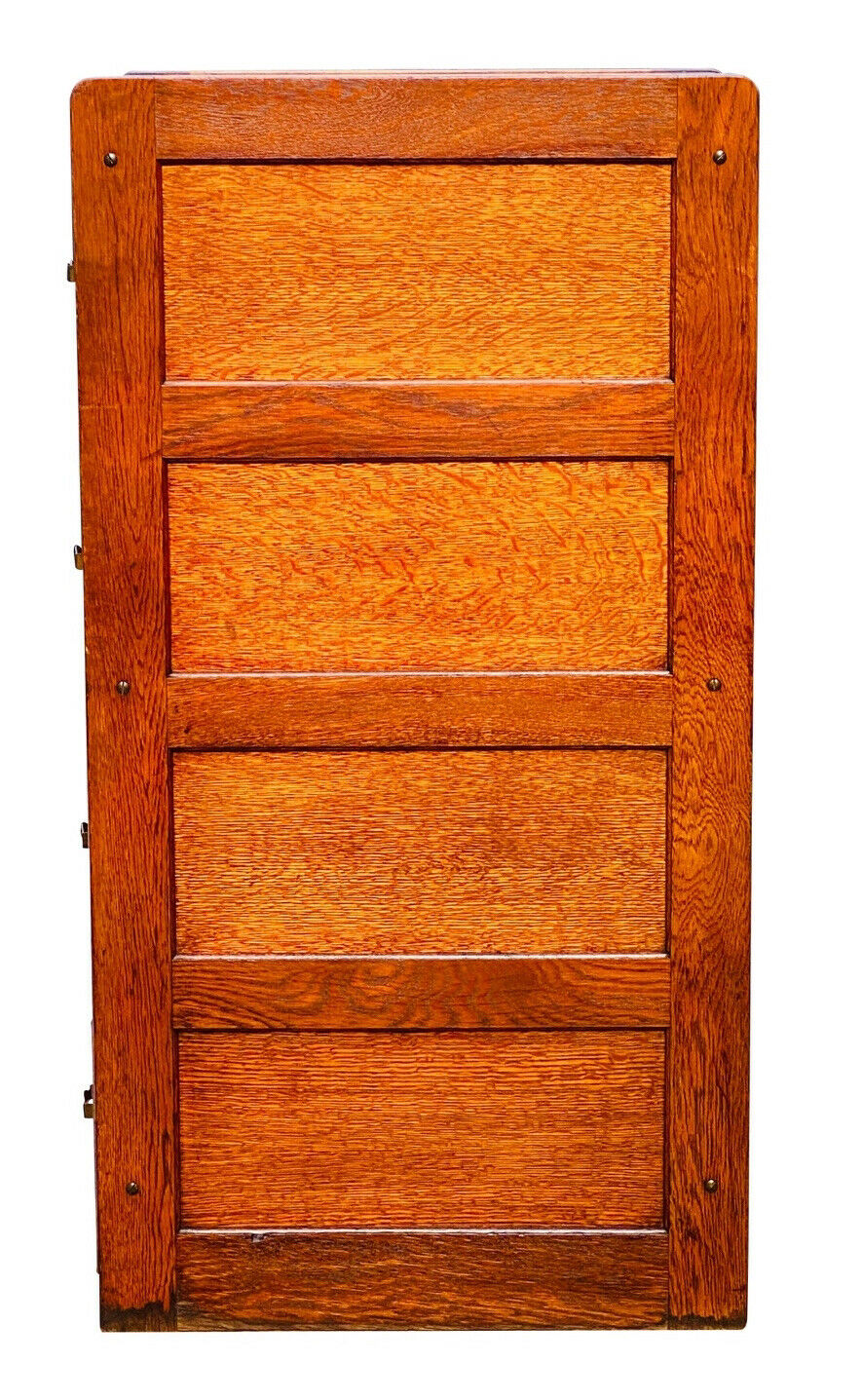 20TH C ANTIQUE ARTS & CRAFTS LIBRARY BUREAU 4 DRAWER TIGER OAK FILE CABINET