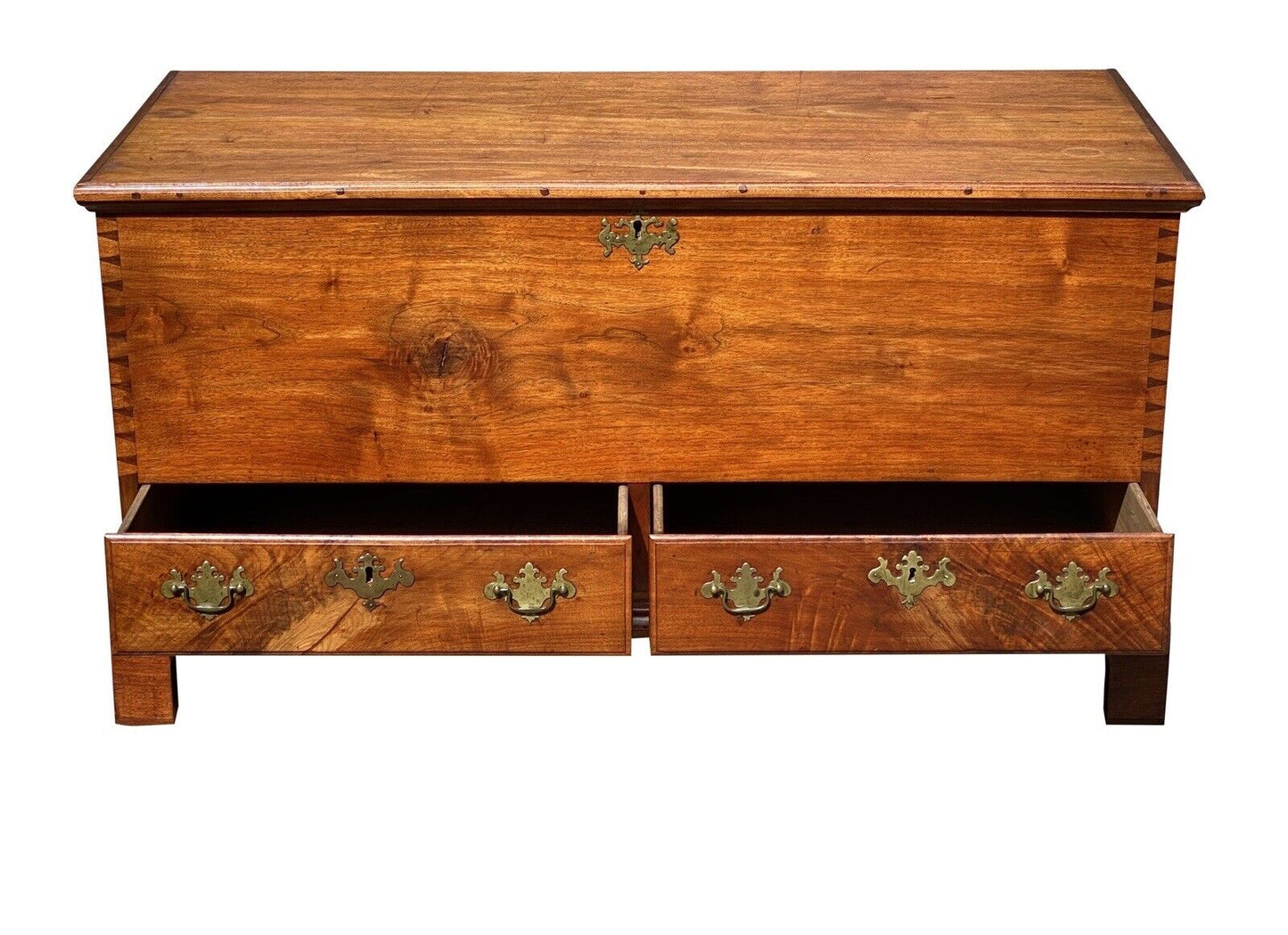Late 18th Century Queen Anne Walnut Pennsylvania Blanket Chest With Two Drawers