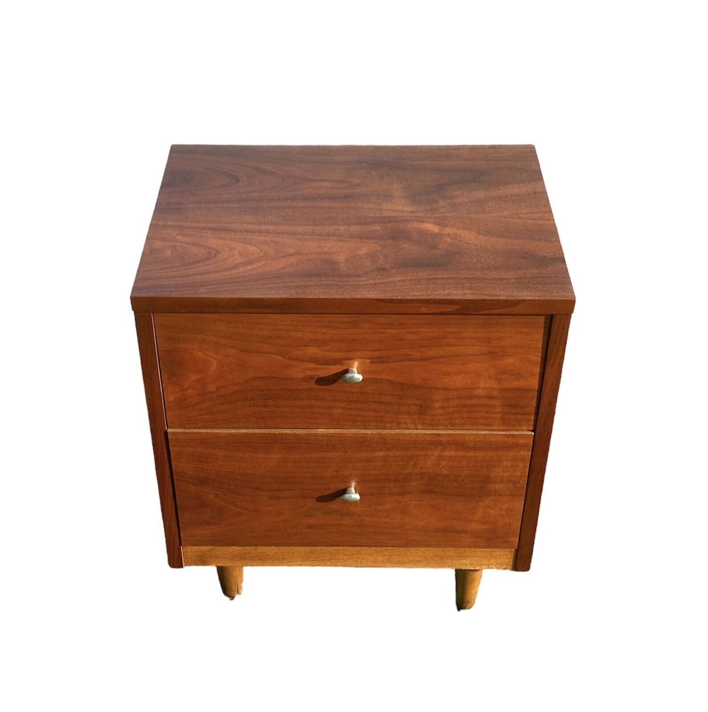 Pair of Mid-century Modern Walnut Two Drawer Nightstands by Crescent Furniture