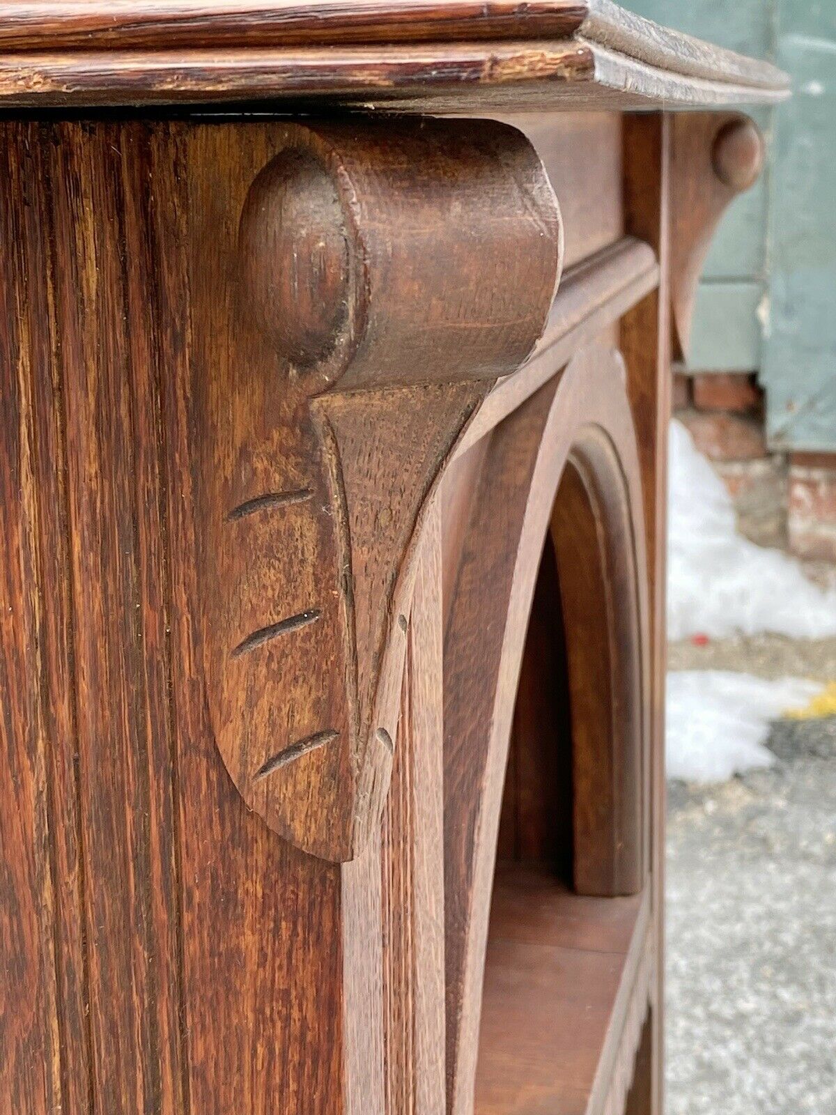 19th C Antique New York Victorian Tiger Oak Parlor Table - Thomas Brooks