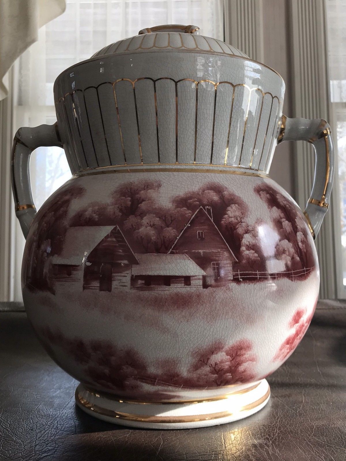 EXCELLENT COMPLETE 6 PC STONE CHINA TOILETRY COMMODE CHAMBER POT SET
