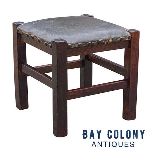 20th C Antique Barber Bros Chair Co Tiger Oak Footstool ~ Grand Rapids Michigan