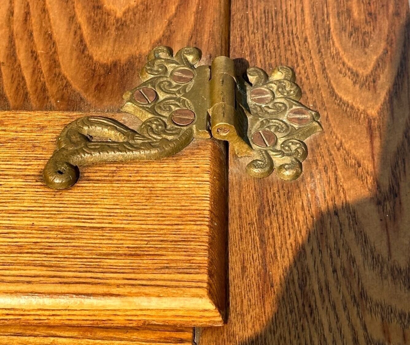 Victorian Oak Floral Carved Ice Chest With Zinc Lining & Phoenix Head Hardware