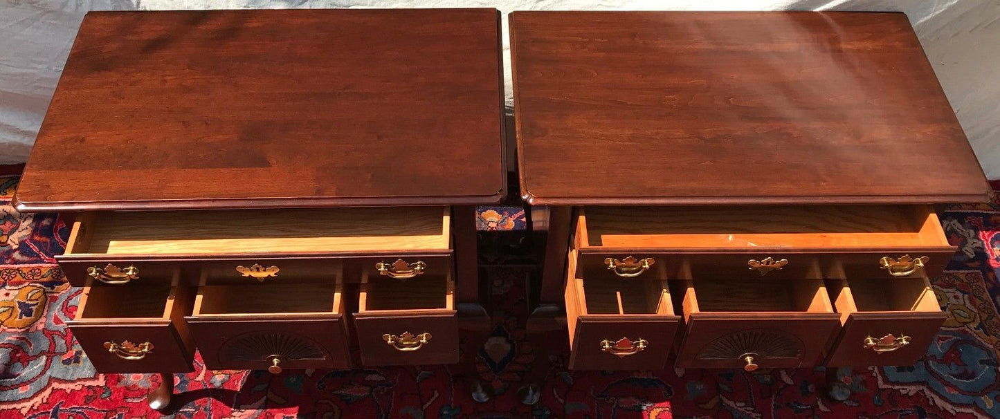 PAIR OF CHIPPENDALE STYLED CHERRY LOWBOYS BY HITCHCOCK FURNITURE