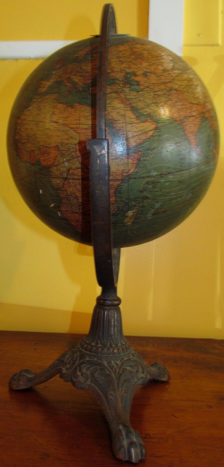 ANTIQUE W & AK JOHNSON 8" TERRESTRIAL GLOBE ON ORIGINAL STAND