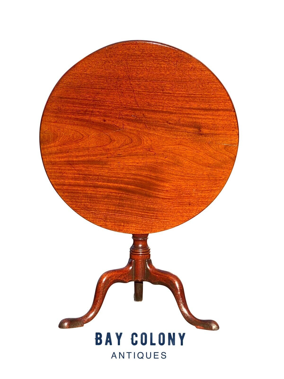 Antique South Carolina Queen Anne Walnut Tilt Top Table on Snake Legs