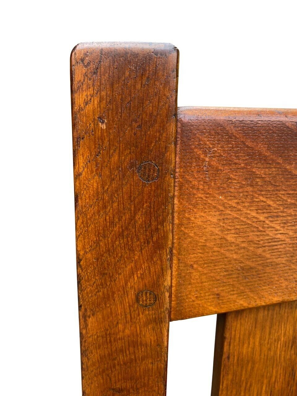 Antique Arts & Crafts / Mission Oak JM Young Arm Chair W/ Leather Seat