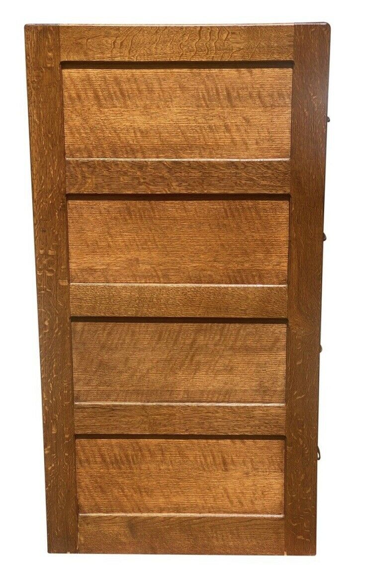 20TH C ANTIQUE ARTS & CRAFTS TIGER OAK 4 DRAWER LETTER FILE CABINET
