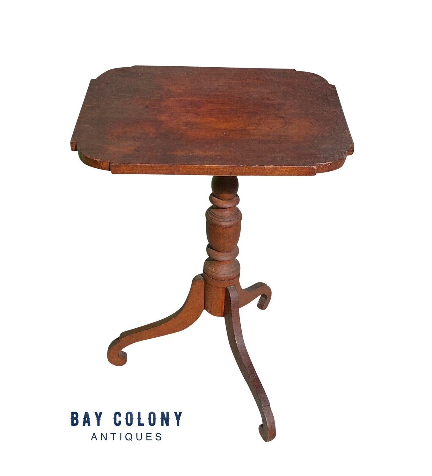 Federal Cherry New England Candlestand With Spider Legs & Ovolo Top Circa 1790
