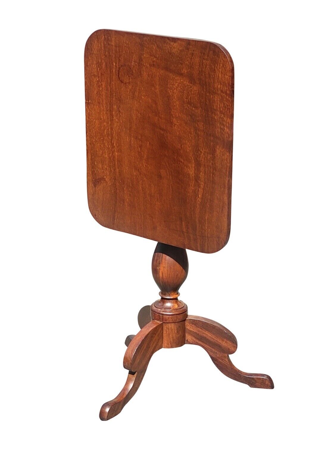 Antique Federal Southern Walnut Tilt Top Tea Table With Rare Cornucopia Legs