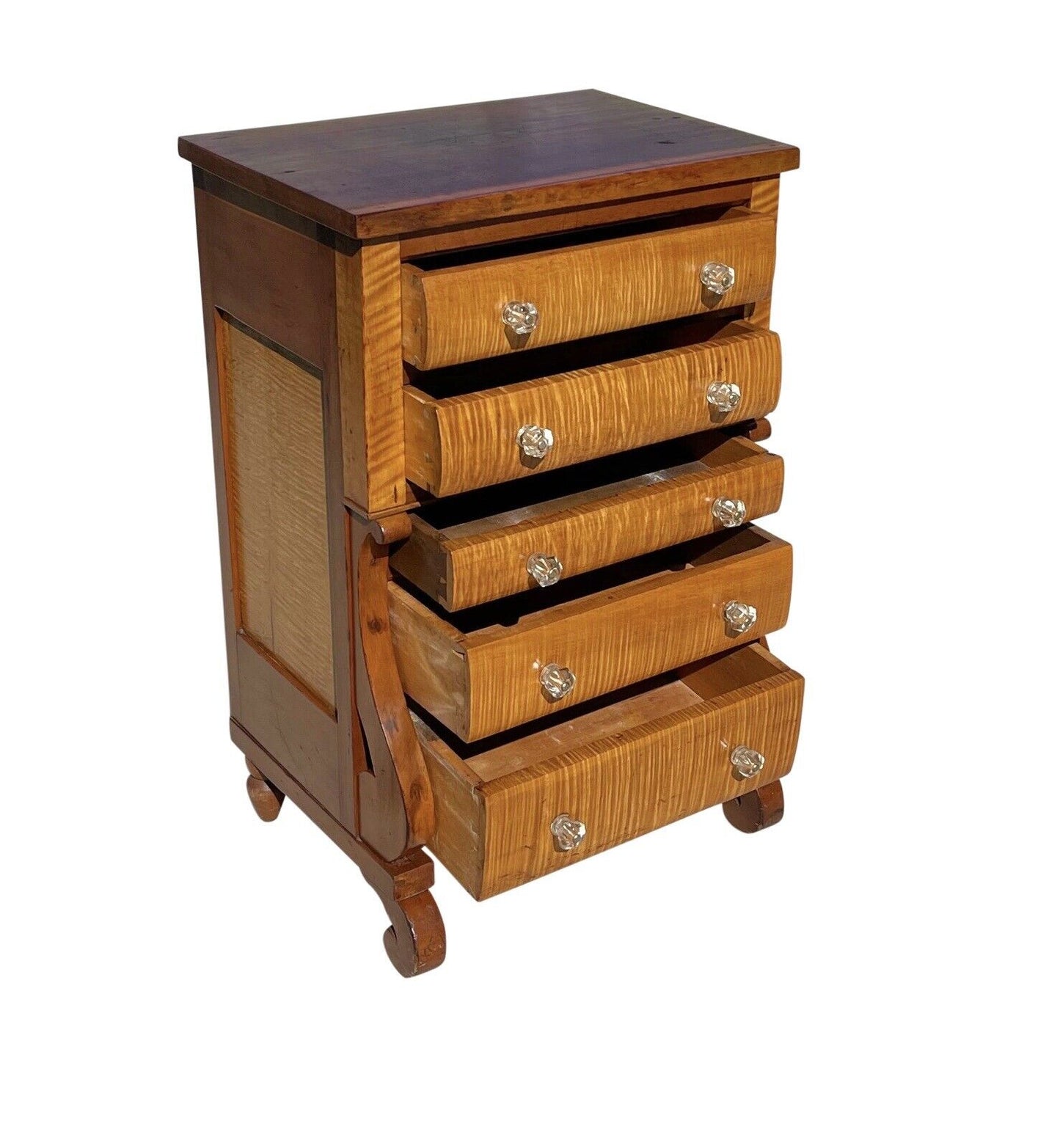 Antique Pennsylvania Empire Cherry & Tiger Maple Diminutive Chest / Dresser