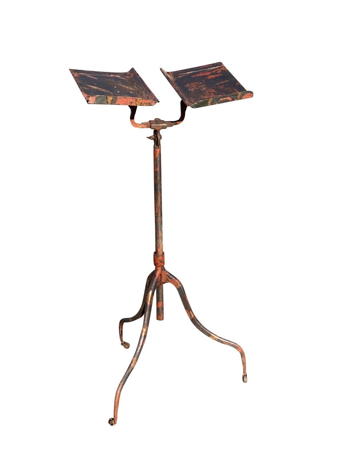 Antique Adjustable Dictionary Stand / Book Stand With Rare Tole Painted Surface