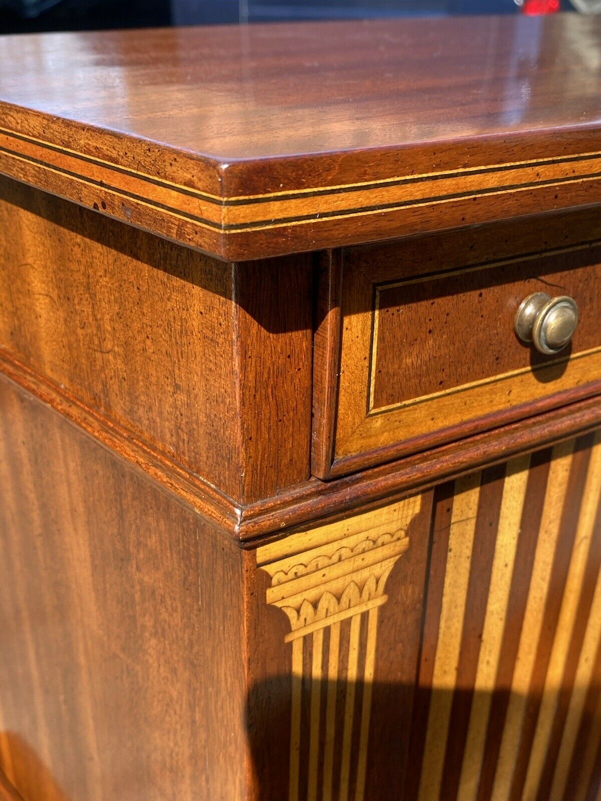 20TH C FEDERAL ANTIQUE STYLE BOSTON MAHOGANY TAMBOUR LADIES SECRETARY DESK