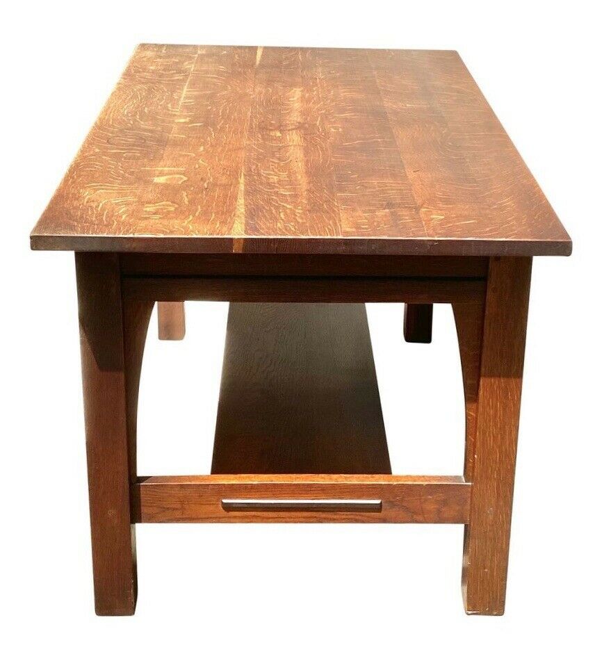 20th C Antique Arts & Crafts Tiger Oak Gustav Stickley Desk / Library Table #616