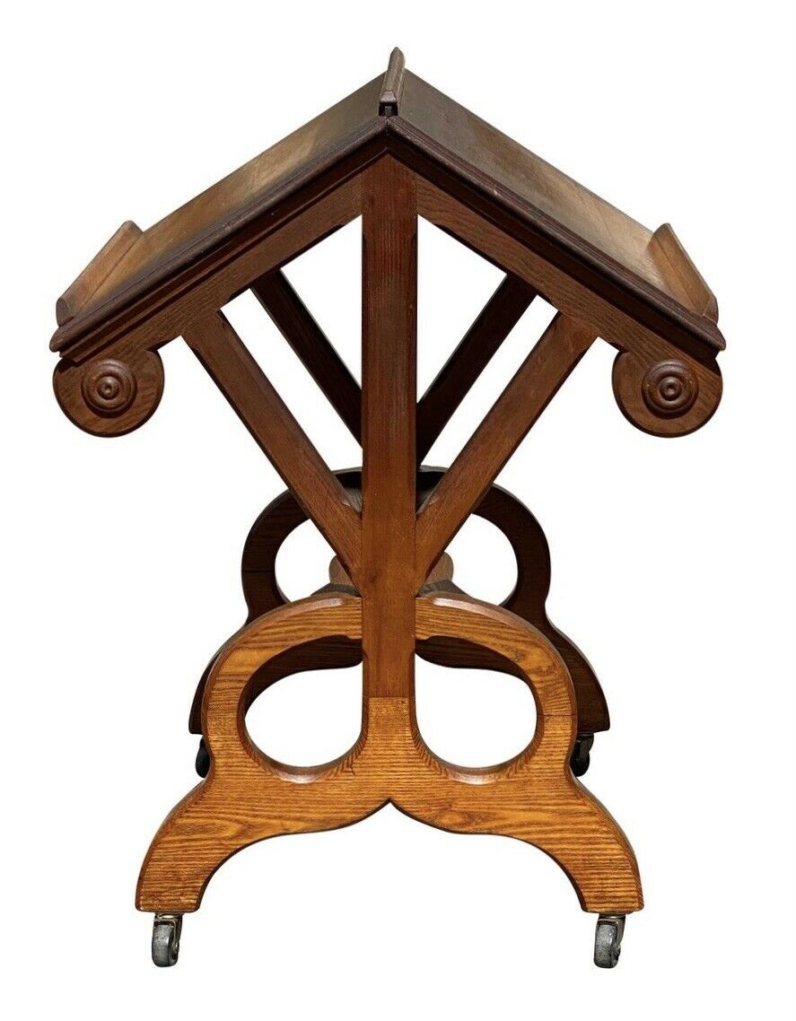 19TH C ANTIQUE VICTORIAN OAK & WALNUT DRAFTING TABLE / DICTIONARY STAND
