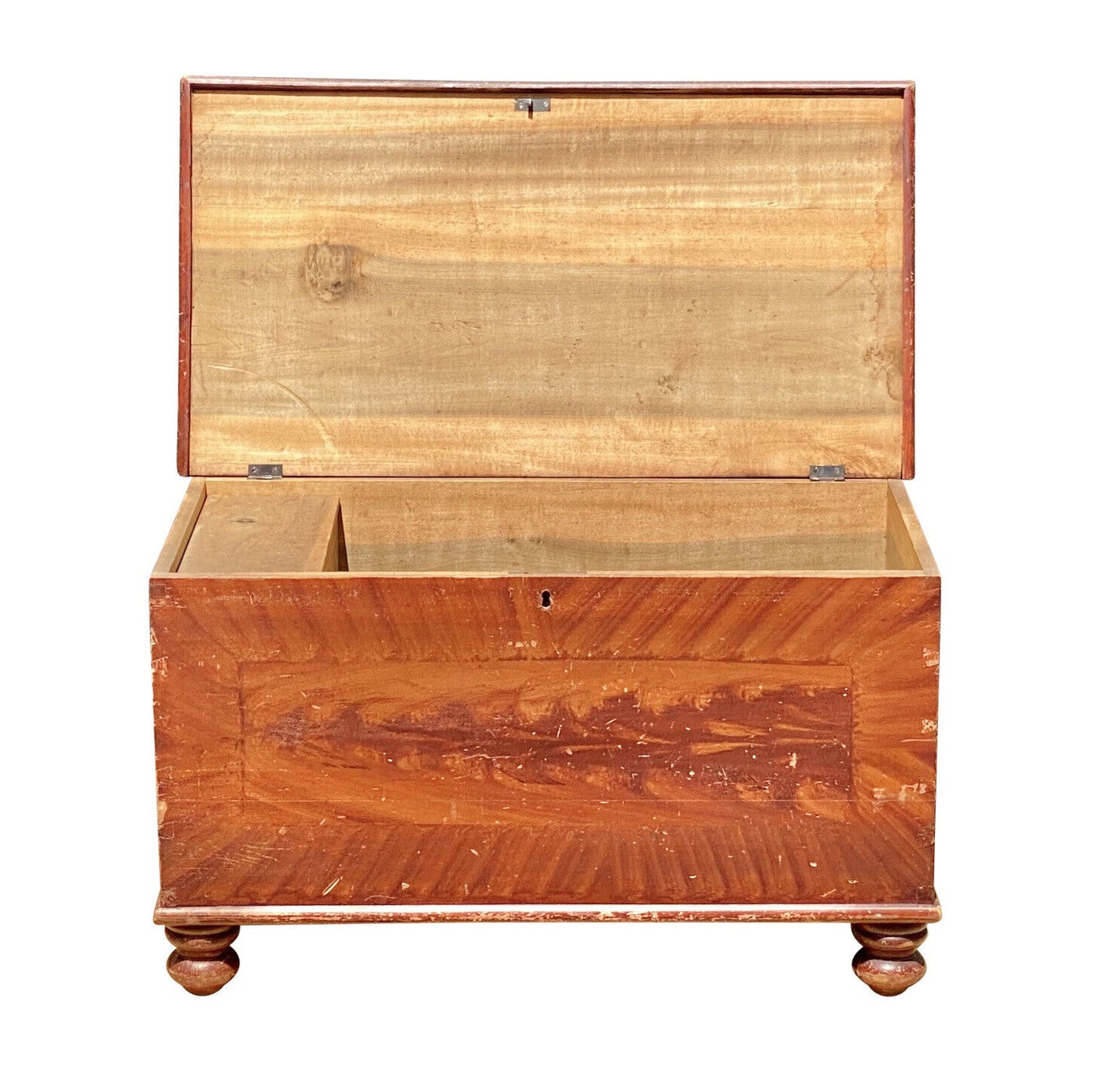 19th C Antique Vermont Grain Painted Blanket Chest / Blanket Box