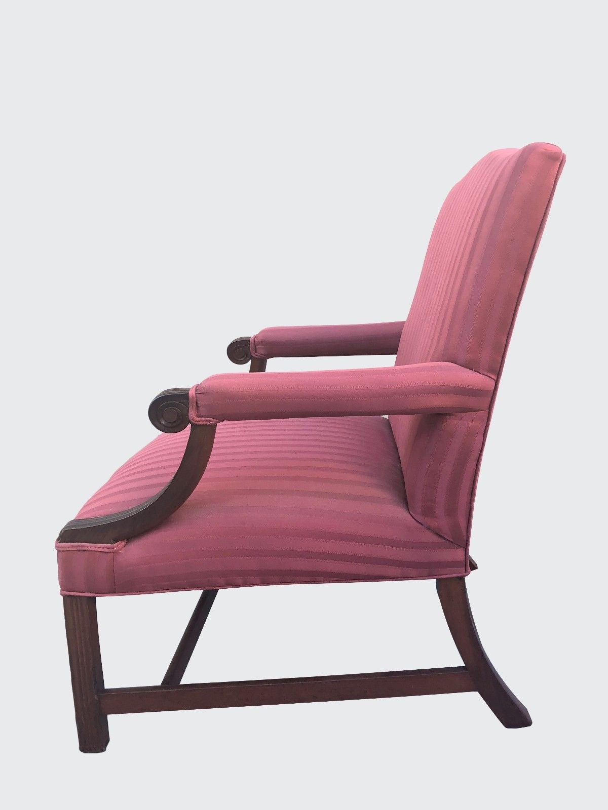 18TH CENTURY CHIPPENDALE MAHOGANY LOLLING CHAIR IN FABULOUS UPHOLSTERY