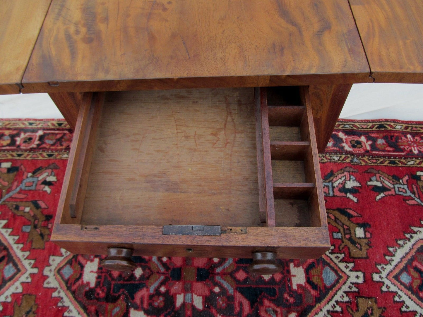 CIRCA 1810'S MAHOGANY SALEM MASS WORK TABLE-WITH FABRIC BAG DRAWER!