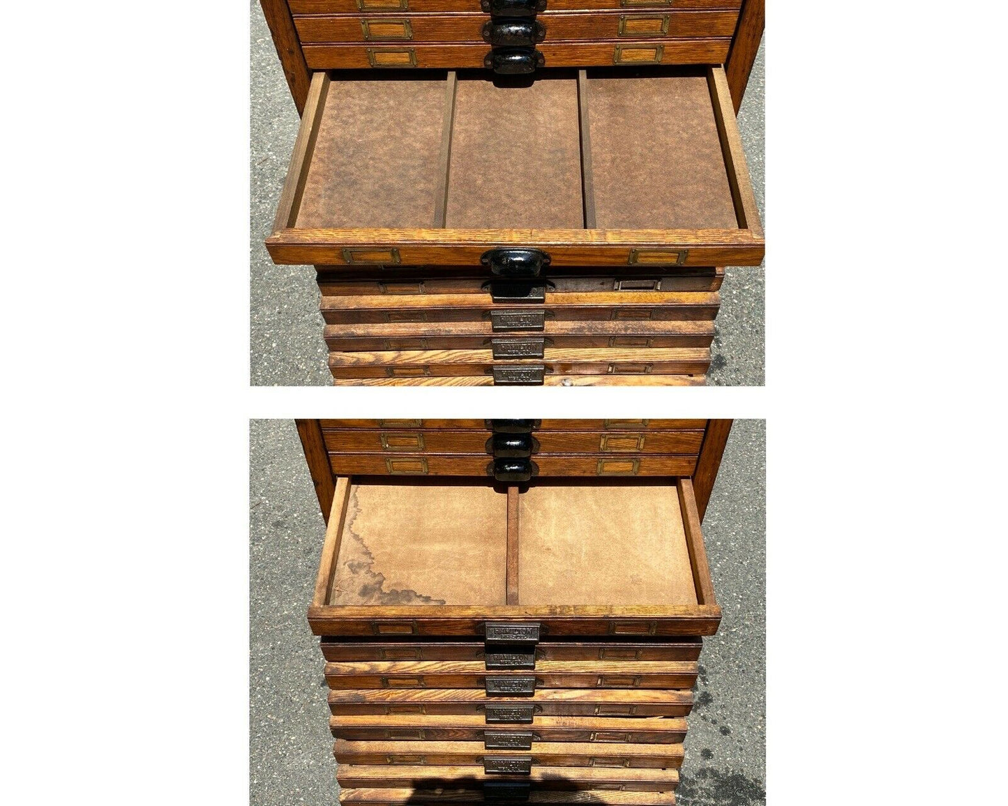 19TH C ANTIQUE VICTORIAN OAK HAMILTON MFG CO TYPE MAKER / PRINTERS FILE CABINET