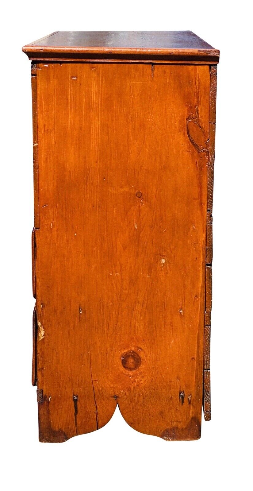 18TH C ANTIQUE NEW ENGLAND QUEEN ANNE PUMPKIN PINE BLANKET CHEST WITH 2 DRAWERS
