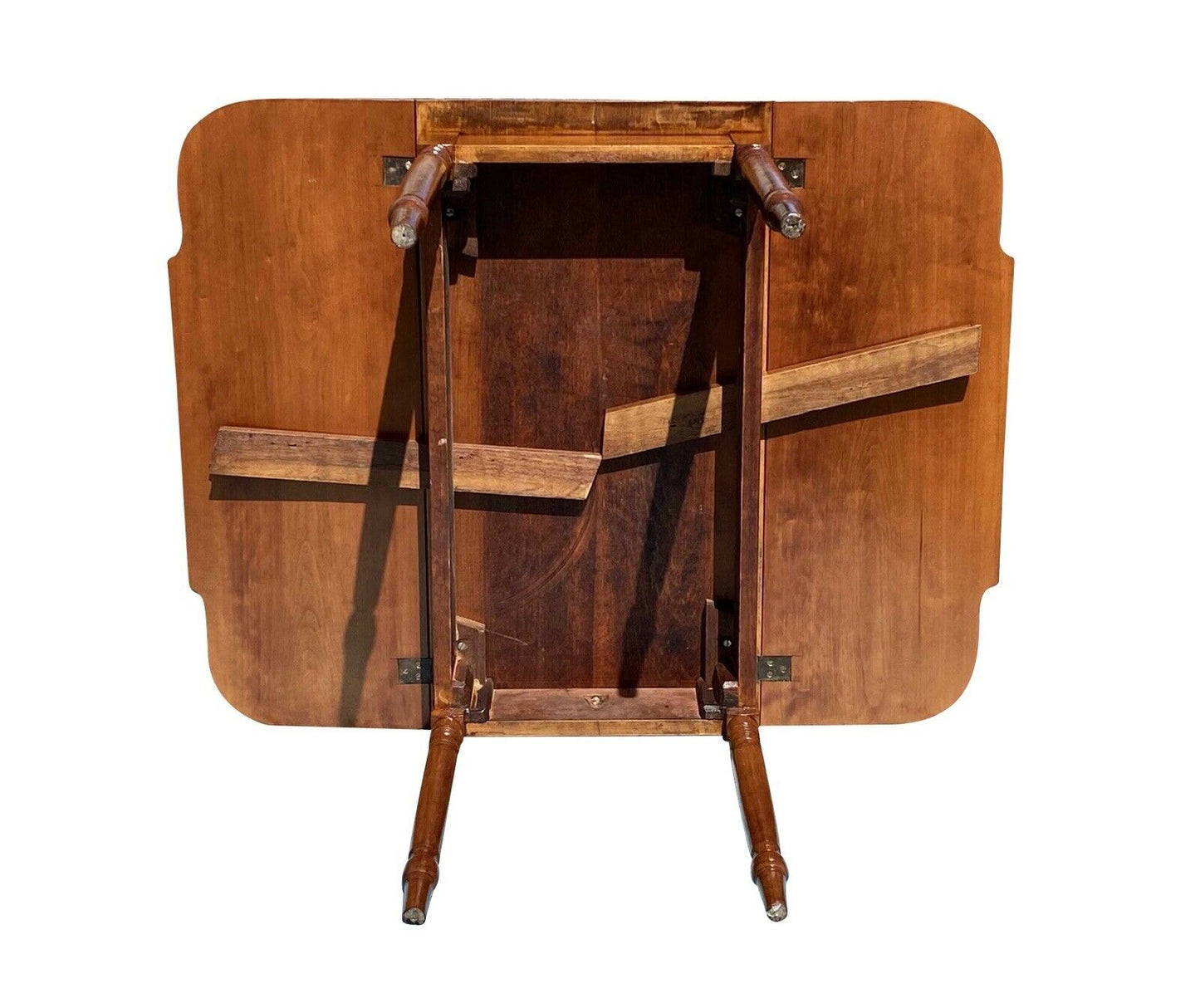 19th C Antique Country Sheraton Cherry Drop Leaf Dining Table