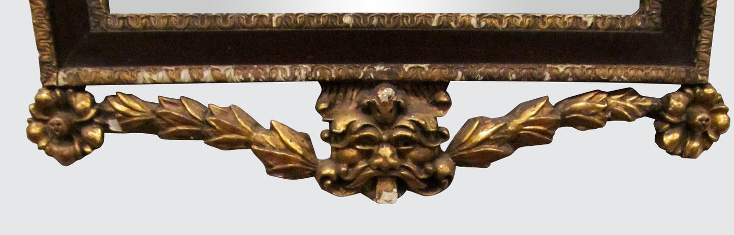 18TH CENTURY ROCOCO CONTINENTAL PARCEL GILT MAHOGANY MIRROR