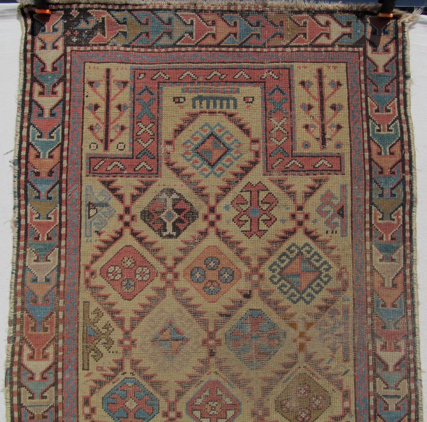 LATE 19TH / EARLY 20TH CENTURY ANTIQUE CAUCASIAN ESTATE CARPET 5'4" X 2'5"