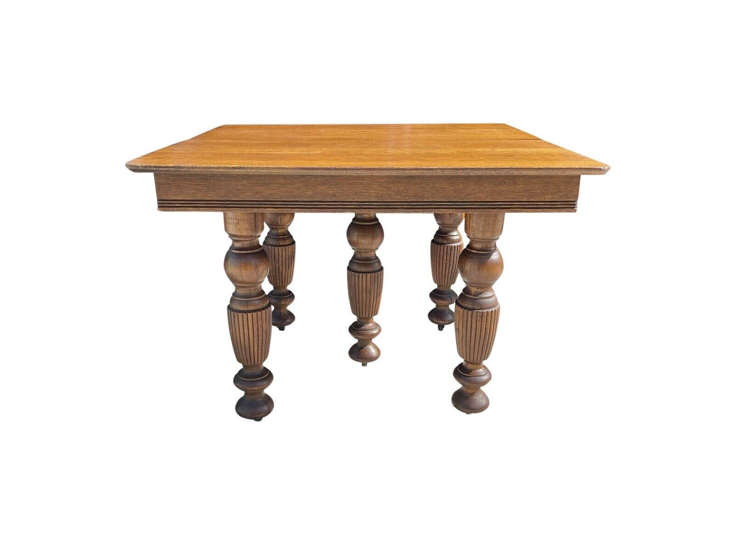 19th C Antique Victorian Oak Dining Table With 5 Leaves - 7.5+ Feet Long