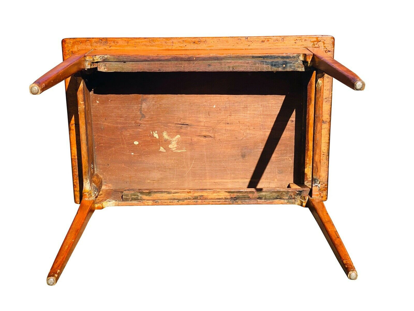 19TH C ANTIQUE COUNTRY PRIMITIVE PUMPKIN PINE 1 DRAWER TAVERN / TAP TABLE