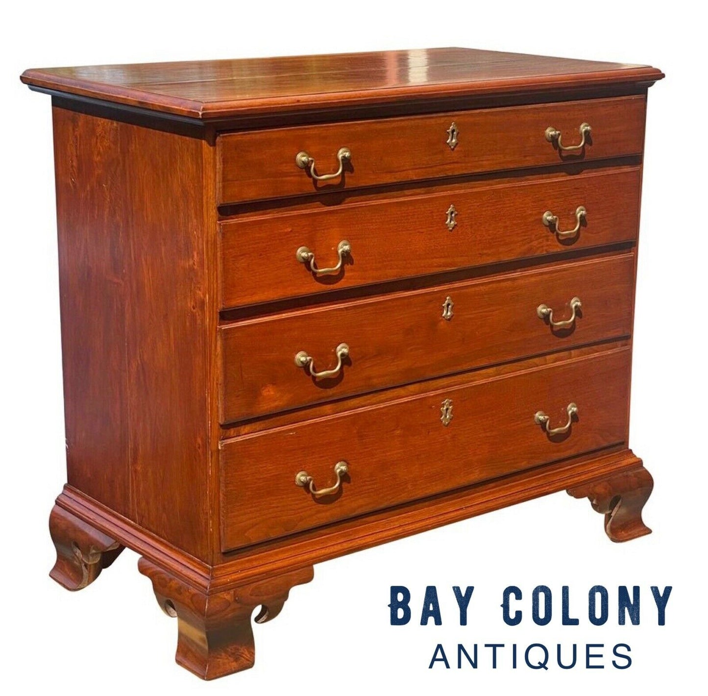 18TH C ANTIQUE CHIPPENDALE PENNSYLVANIA WALNUT BACHELORS CHEST / DRESSER